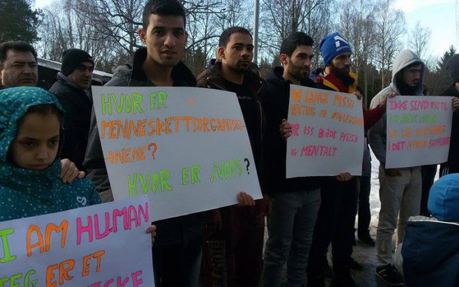 لاجئون سوريون في النرويج يعتصمون و يضربون عن الطعام و يشتكون سوء المعاملة