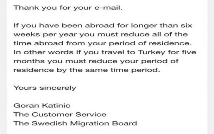 كم يحق لي أن أغادر السويد في السنة ؟ و ما هي المدة الواجب انتظارها للمقيم حتى يحصل على الجنسية ؟